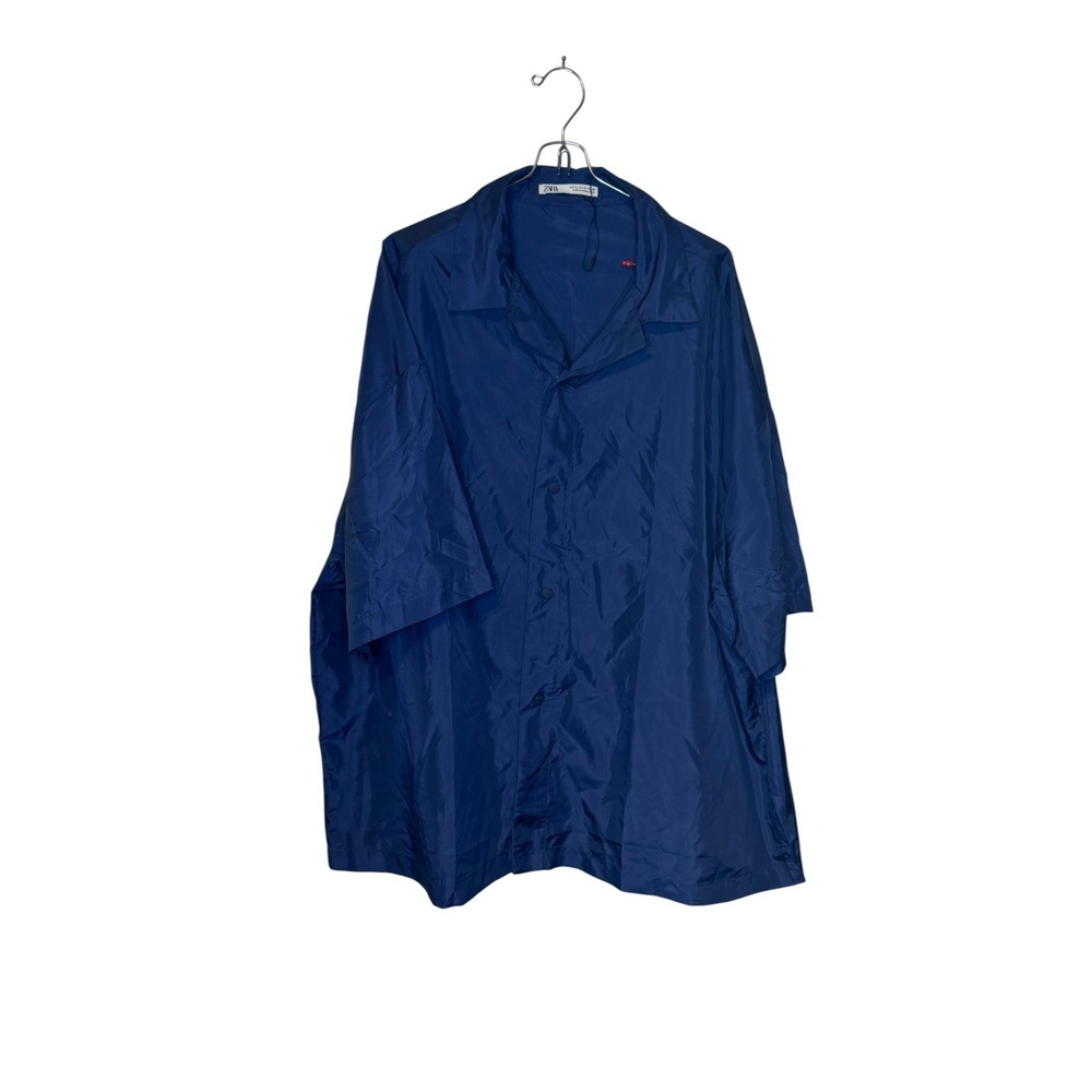 Zara Men's Jacket Snap Button Collared Casual Lightweight Navy‎ Blue Medium NWOT